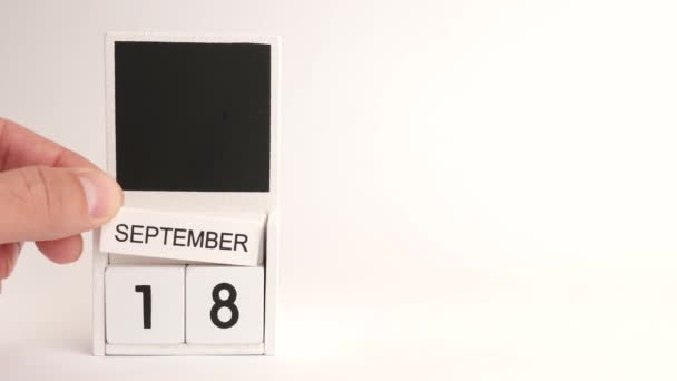 日付9月18日とデザイナーのための場所とカレンダー 特定の日付のイベントのイラスト — ストック動画