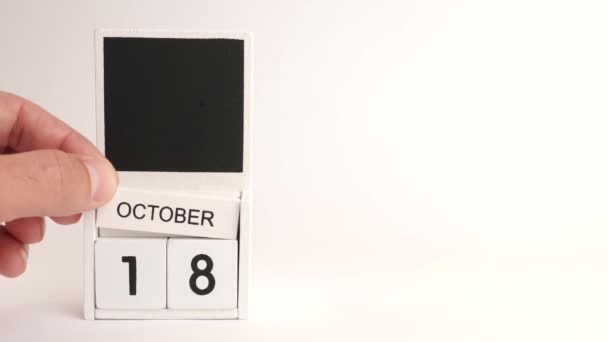 Kalender Mit Dem Datum Oktober Und Ein Ort Für Designer — Stockvideo