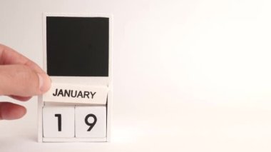 19 Ocak tarihli takvim ve tasarımcılar için bir yer. Belirli bir tarihteki olay için illüstrasyon.