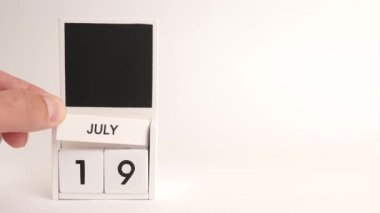 19 Temmuz tarihli takvim ve tasarımcılar için bir yer. Belirli bir tarihteki olay için illüstrasyon.