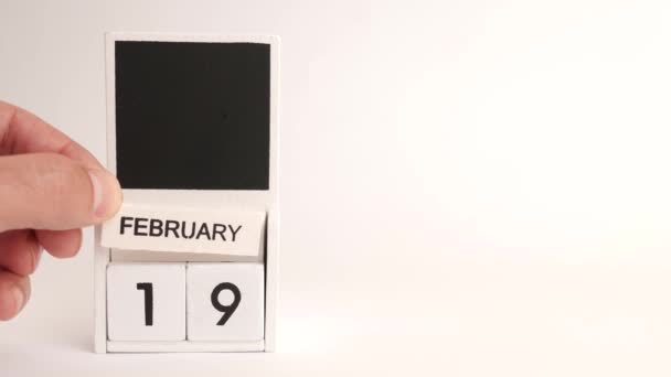カレンダー日付2月19日とデザイナーのためのスペース 特定の日付のイベントのイラスト — ストック動画