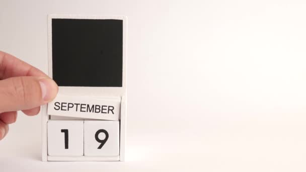 Kalender Med Datum September Och Plats För Designers Illustration För — Stockvideo