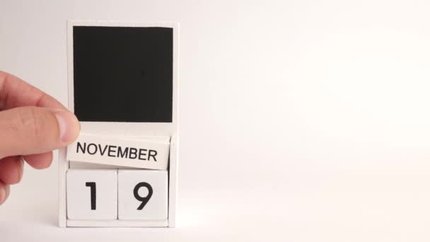 日付とカレンダー19 11月とデザイナーのための場所 特定の日付のイベントのイラスト — ストック動画
