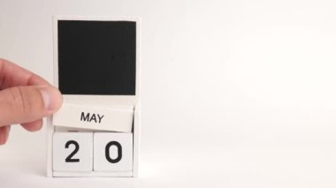 20 Mayıs tarihli takvim ve tasarımcılar için bir yer. Belirli bir tarihteki olay için illüstrasyon.