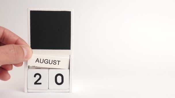 Kalender Med Datum Augusti Och Plats För Designers Illustration För — Stockvideo