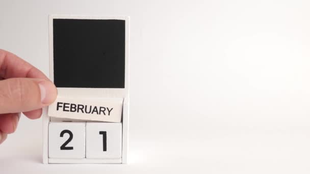 日付とカレンダー21 2月とデザイナーのためのスペース 特定の日付のイベントのイラスト — ストック動画