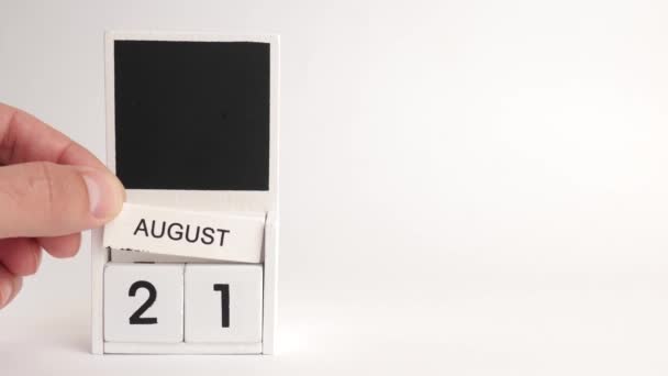 8月21日の日付とデザイナーのための場所とカレンダー 特定の日付のイベントのイラスト — ストック動画