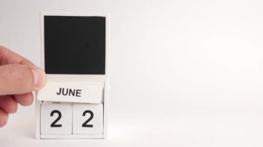 22 Haziran tarihli takvim ve tasarımcılar için bir yer. Belirli bir tarihteki olay için illüstrasyon.