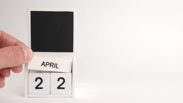 4月22日の日付とデザイナーのための場所とカレンダー 特定の日付のイベントのイラスト — ストック動画