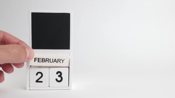 日期为2月23日的日历和设计师的空间 特定日期事件的说明性说明 — 图库视频影像