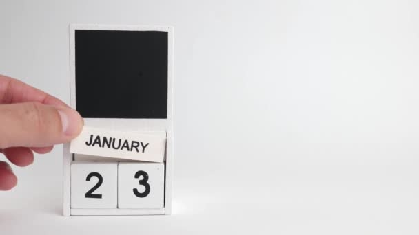 日期为1月23日的日历和一个设计师的位置 特定日期事件的说明性说明 — 图库视频影像