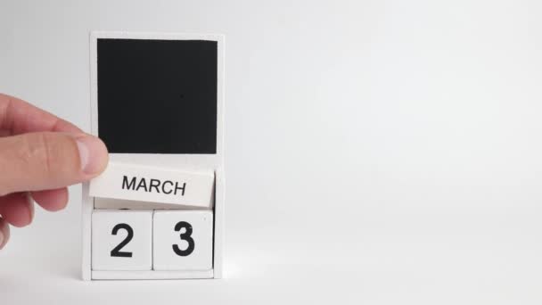カレンダー日付3月23日とデザイナーのためのスペース 特定の日付のイベントのイラスト — ストック動画