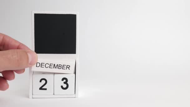 日期为12月23日的日历和一个供设计师使用的地方 特定日期事件的说明性说明 — 图库视频影像