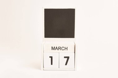 17 Mart tarihli takvim ve tasarımcılar için bir yer. Belirli bir tarihteki olay için illüstrasyon.