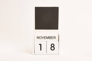 18 Kasım tarihli takvim ve tasarımcılar için bir yer. Belirli bir tarihteki olay için illüstrasyon.