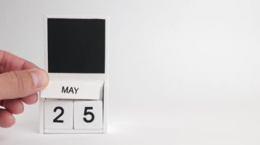 25 Mayıs tarihli takvim ve tasarımcılar için bir yer. Belirli bir tarihteki olay için illüstrasyon.