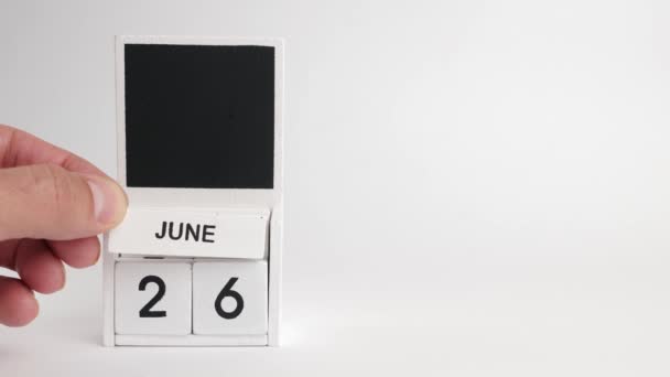 6月26日の日付とデザイナーのための場所とカレンダー 特定の日付のイベントのイラスト — ストック動画