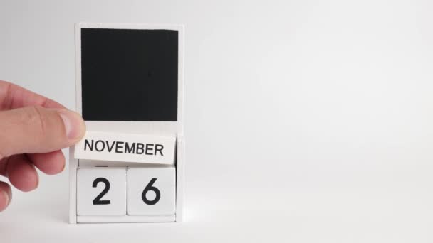 Календар Датою Листопада Місцем Дизайнерів Ілюстрація Події Певної Дати — стокове відео