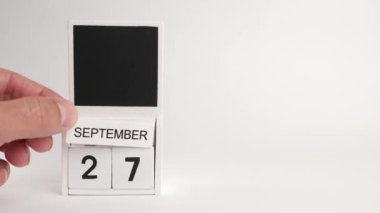 27 Eylül tarihli takvim ve tasarımcılar için bir yer. Belirli bir tarihteki olay için illüstrasyon.