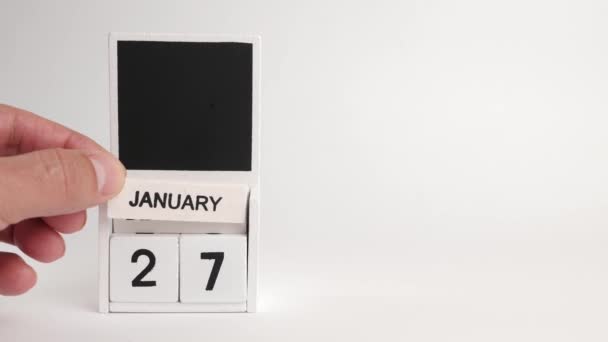 日期为1月27日的日历和一个设计师的位置 特定日期事件的说明性说明 — 图库视频影像