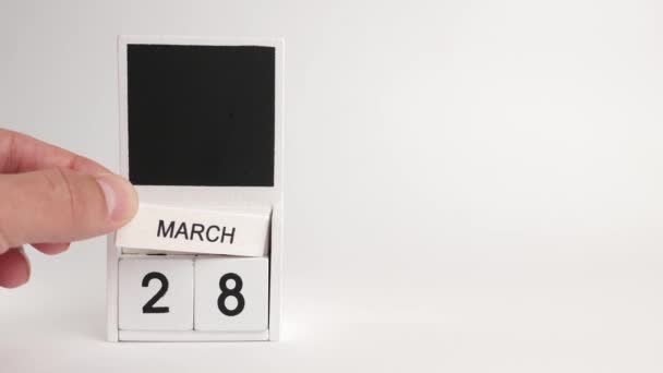 Kalendář Datem Března Prostor Pro Designéry Ilustrace Pro Událost Určitého — Stock video