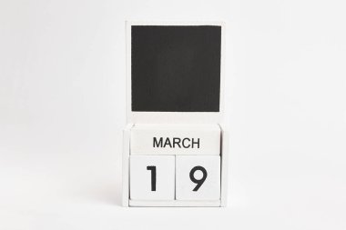 19 Mart tarihli takvim ve tasarımcılar için yer. Belirli bir tarihteki olay için illüstrasyon.