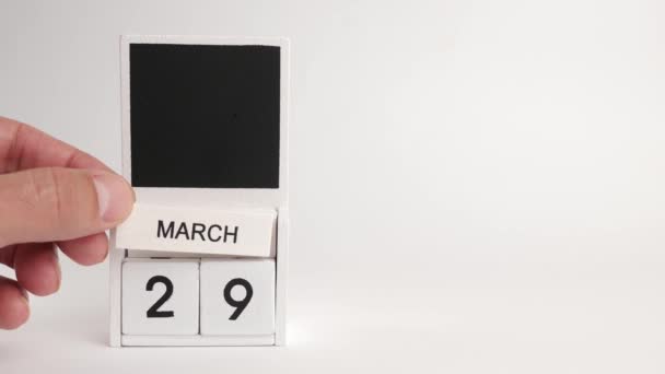 Calendario Con Fecha Marzo Espacio Para Diseñadores Ilustración Para Evento — Vídeos de Stock