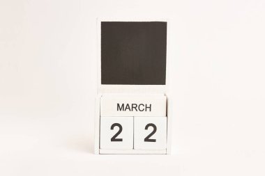 22 Mart tarihli takvim ve tasarımcılar için yer. Belirli bir tarihteki olay için illüstrasyon.