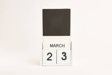 23 Mart tarihli takvim ve tasarımcılar için yer. Belirli bir tarihteki olay için illüstrasyon.