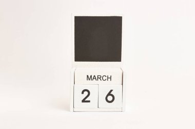 26 Mart tarihli takvim ve tasarımcılar için bir yer. Belirli bir tarihteki olay için illüstrasyon.