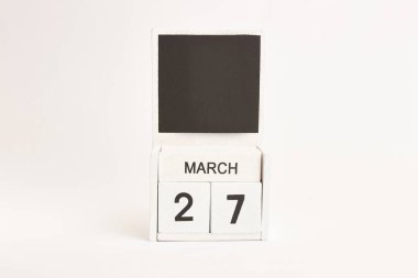 27 Mart tarihli takvim ve tasarımcılar için yer. Belirli bir tarihteki olay için illüstrasyon.