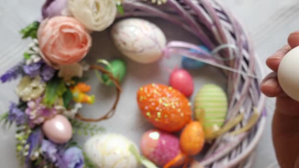 Easter Egg Fight Whose Egg Stronger Easter Traditions Easter Celebration — Stok video