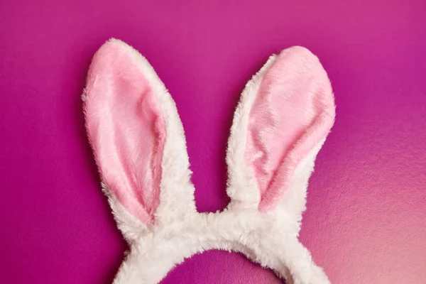 Rabbit ears on a pink background. Easter celebration.