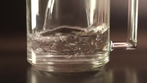 Taking Pill Drop Glass Water Fizzes Dissolves Water — Stock Video