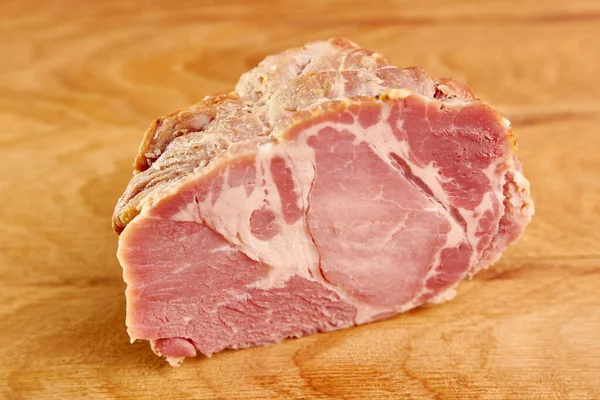 Ham Meat Cut Slices Wooden Board — Stock Photo, Image