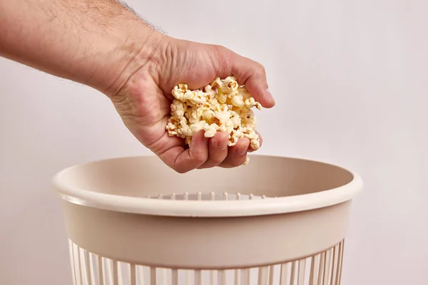 Expired Popcorn Thrown Trash Can Disposal Recycling Food Products — Stock Photo, Image