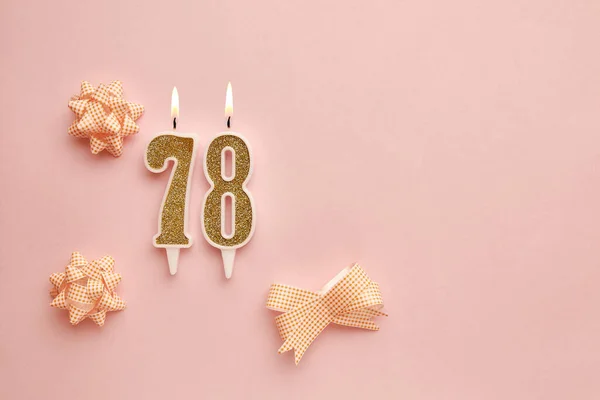 Candles Number Pastel Pink Background Festive Decor Happy Birthday Candles — Stock Photo, Image