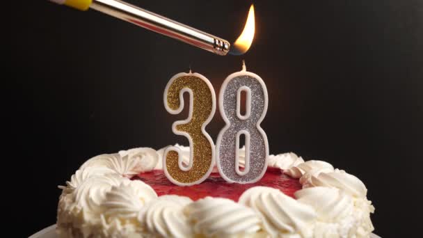 과같은 형식의 케이크에 삽입되었다 생일이나 기념비적 행사를 기념하는 기념식의 — 비디오