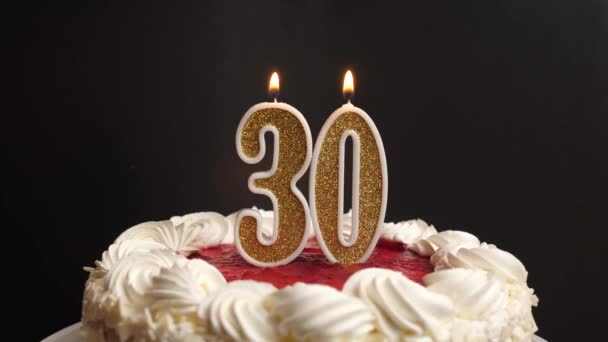 Apaga Una Vela Forma Número Insertada Pastel Navideño Celebrar Cumpleaños — Vídeo de stock