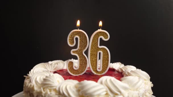 Apaga Una Vela Forma Número Insertada Pastel Navideño Celebrar Cumpleaños — Vídeo de stock