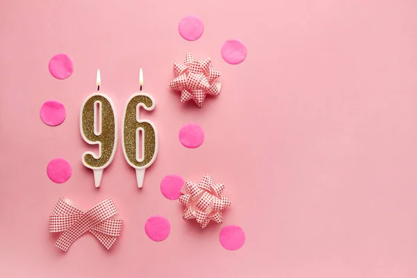 Αριθμός Παστέλ Ροζ Φόντο Εορταστική Διακόσμηση Κεριά Γενεθλίων Ιδέα Του — Φωτογραφία Αρχείου