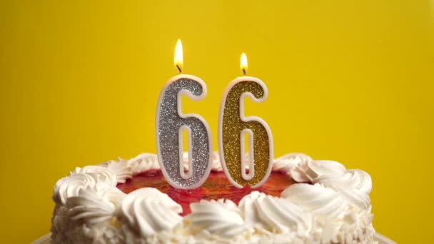 Candle Form Number Inserted Holiday Cake Blown Out Celebrating Birthday — Stock Video