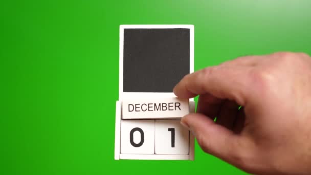 Calendario Con Fecha Diciembre Sobre Fondo Verde Ilustración Para Evento — Vídeos de Stock