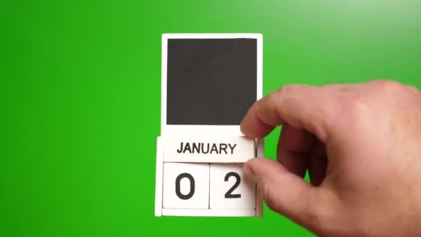 1月2日を緑の背景にした日付のカレンダー 特定の日付のイベントのイラスト — ストック動画