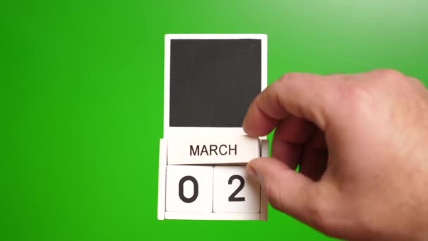 日期为3月2日 绿色背景 特定日期事件的说明性说明 — 图库视频影像