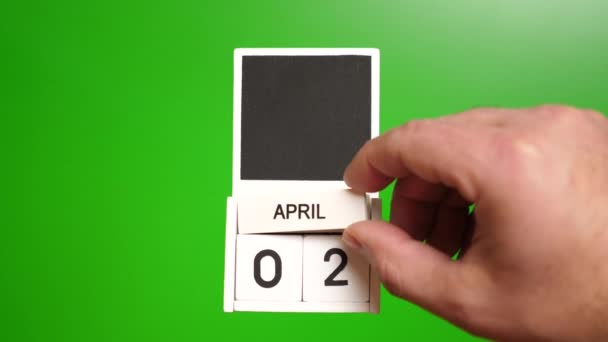 Календар Датою Квітня Зеленому Тлі Ілюстрація Події Певної Дати — стокове відео
