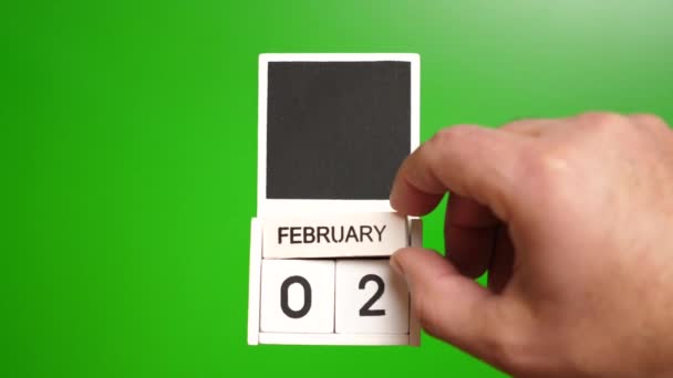Kalender Dengan Tanggal Februari Dengan Latar Belakang Hijau Ilustrasi Untuk — Stok Video