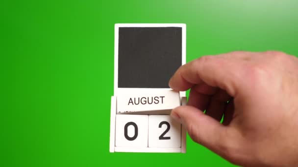 Calendário Com Data Agosto Fundo Verde Ilustração Para Evento Uma — Vídeo de Stock