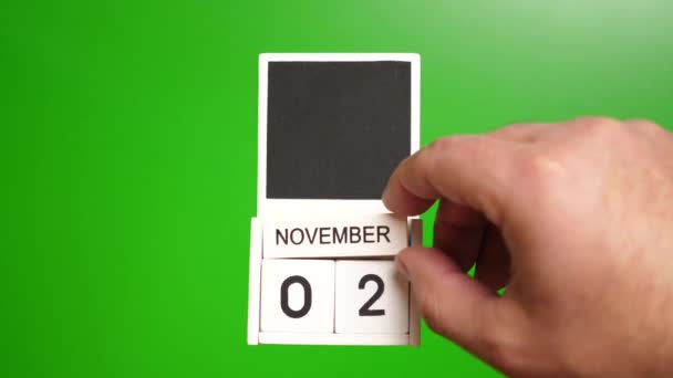 日期为11月2日 绿色背景 特定日期事件的说明性说明 — 图库视频影像