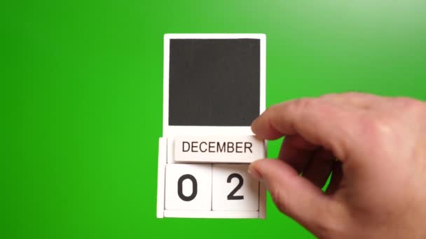 日期为12月2日的日历 绿色背景 特定日期事件的说明性说明 — 图库视频影像